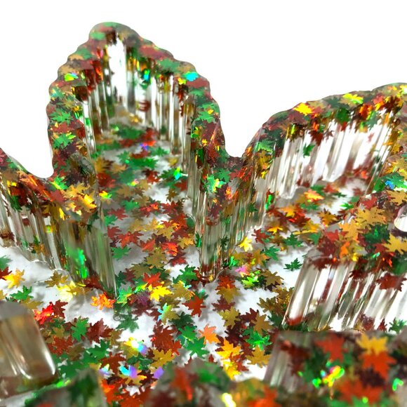 Resin Ashtray with Leaves Handmade Leaf - Picture 2 of 8